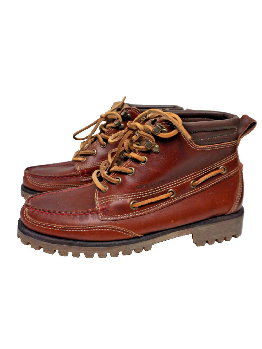 Sebago Mens Boots Size 8.5 Brown Chukka Moc Toe Mid Leather Lace Up